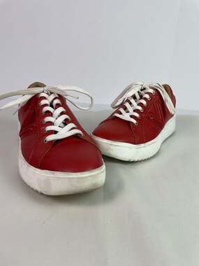 Vionic Kearny Lace-Up Red Leather Platform Sneakers Women's Size 9 Wide
